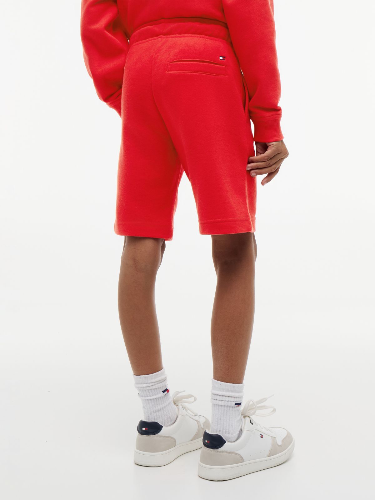 Logo Embroidery Terry Sweat Shorts — Red