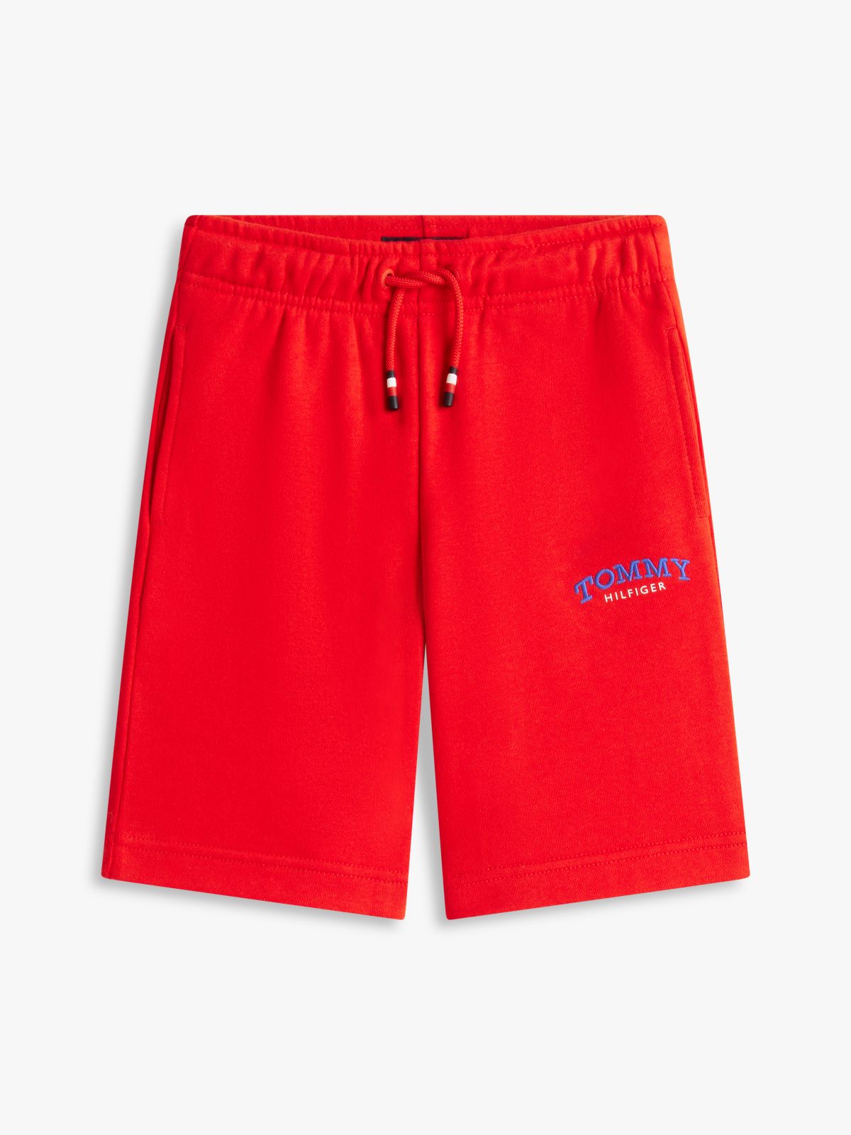 Logo Embroidery Terry Sweat Shorts — Red