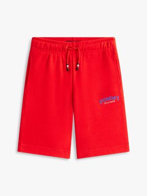 red logo embroidery terry sweat shorts for boys tommy hilfiger