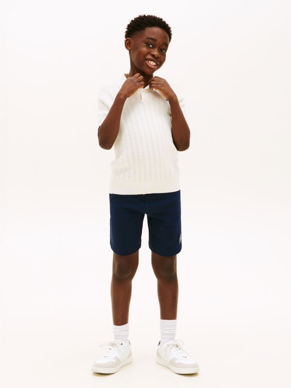 Terry Wide Leg Sweat Shorts — Blue