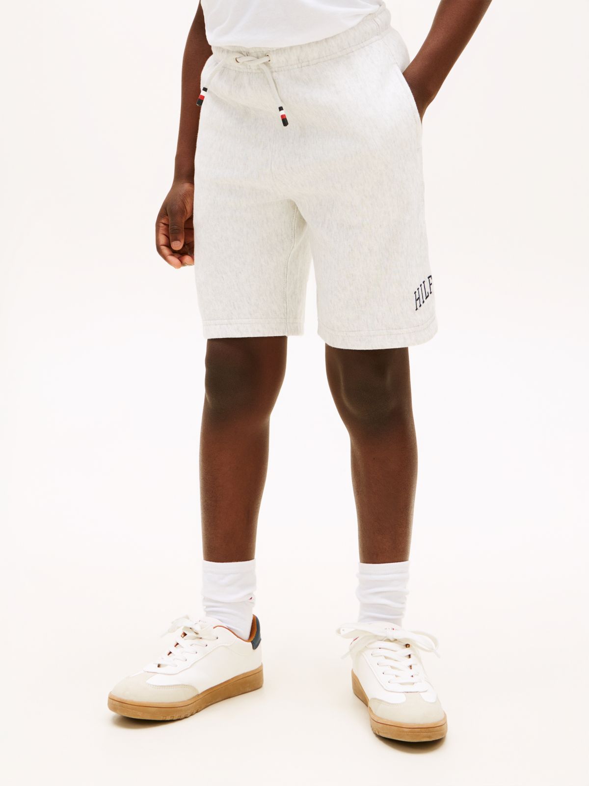 Terry Wide Leg Sweat Shorts — Grey