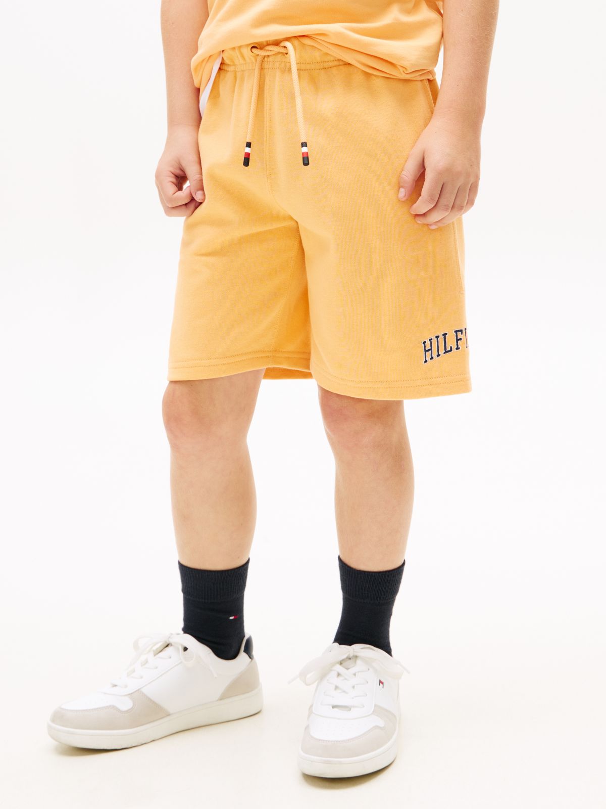 Terry Wide Leg Sweat Shorts — Orange