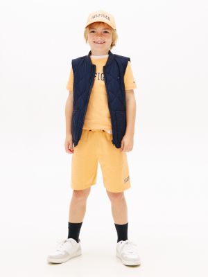 orange terry wide leg sweat shorts for boys tommy hilfiger