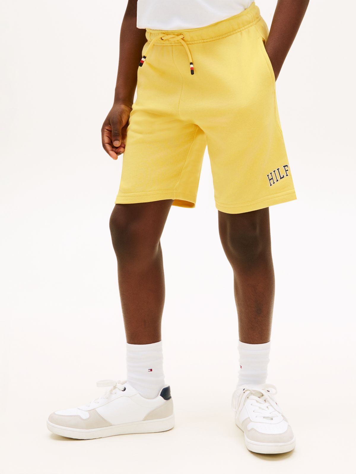 Terry Wide Leg Sweat Shorts — Yellow