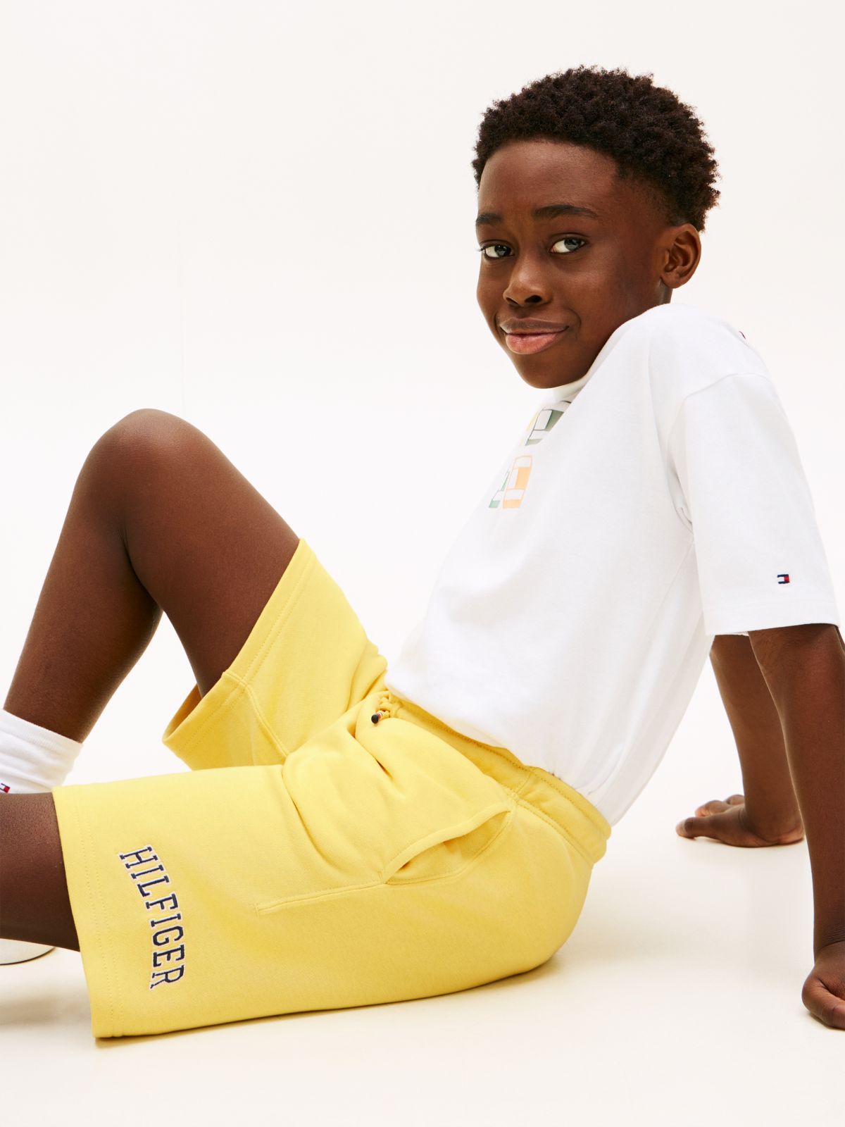 Terry Wide Leg Sweat Shorts — Yellow