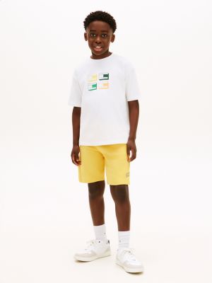 yellow terry wide leg sweat shorts for boys tommy hilfiger