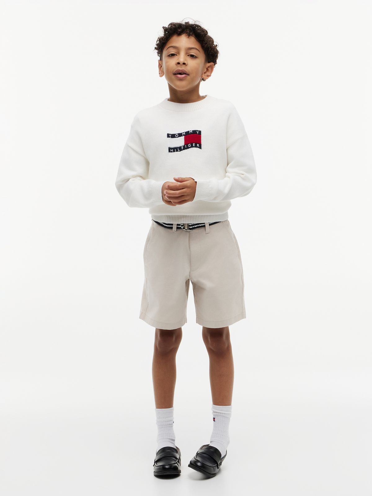 Essential Signature Belt Loose Chino Shorts — Beige