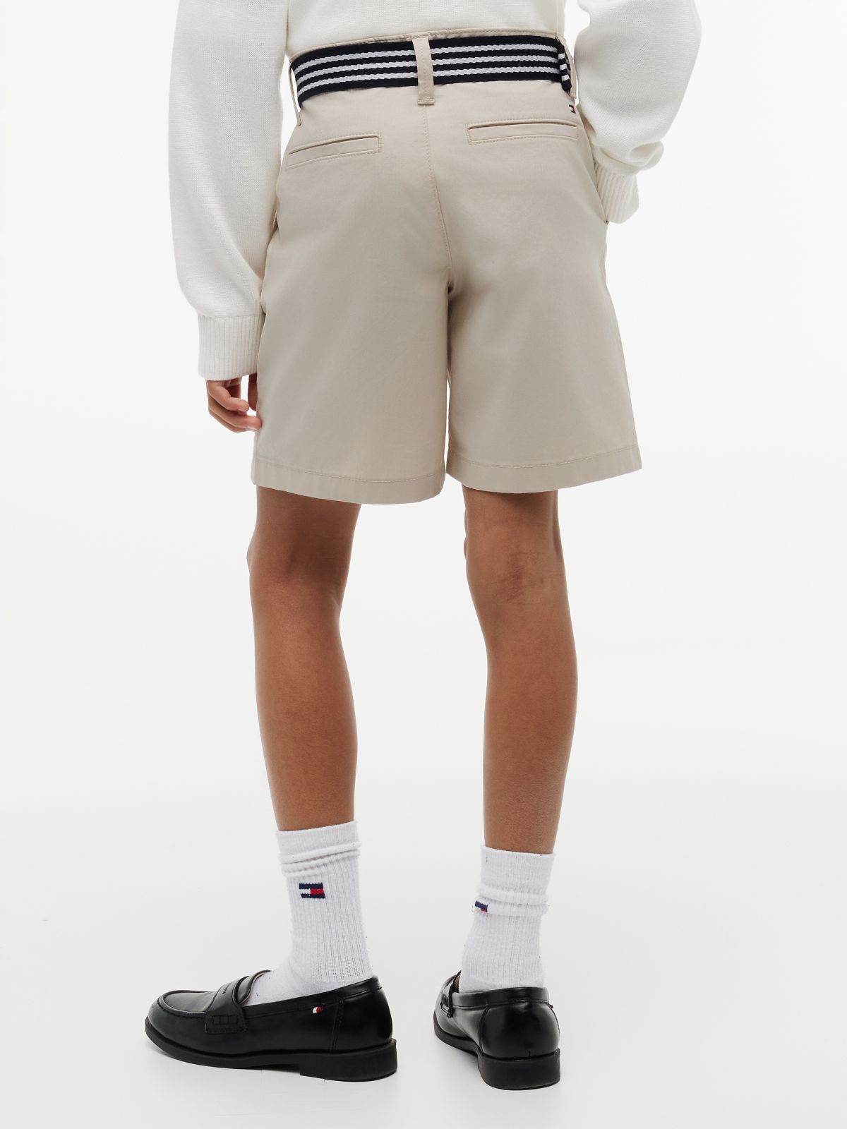 Essential Signature Belt Loose Chino Shorts — Beige