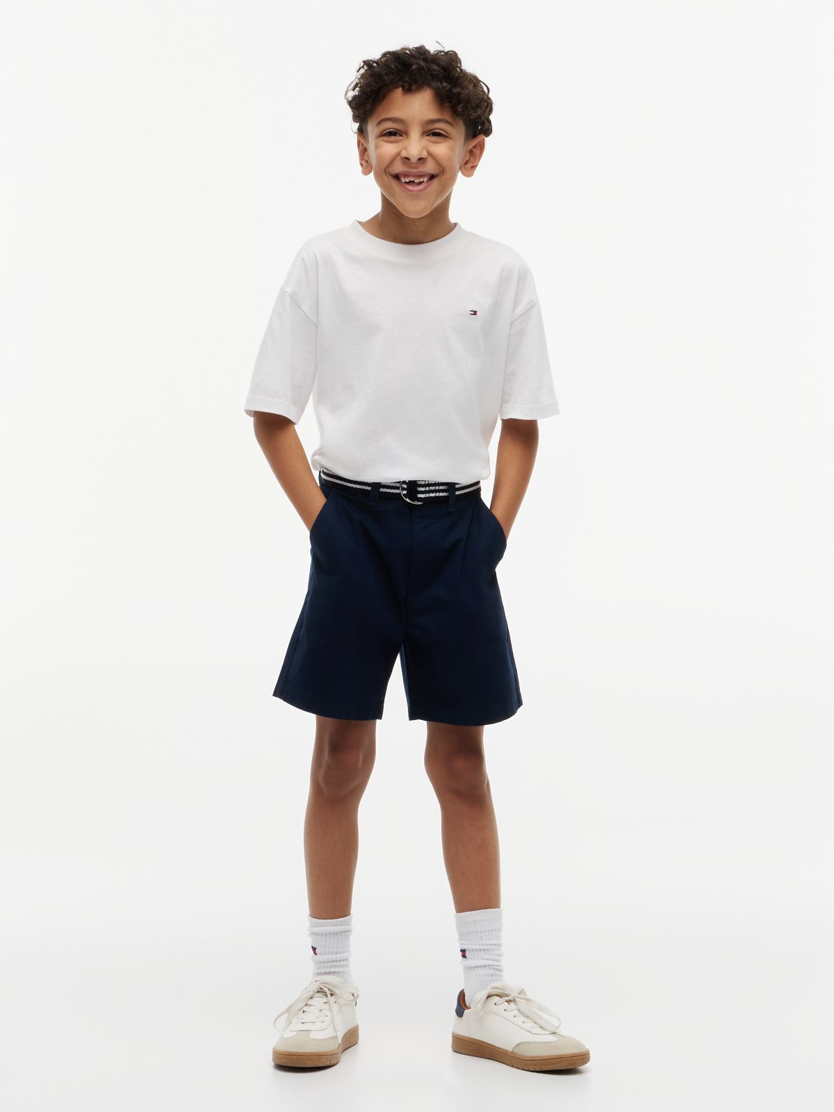 Essential Signature Belt Loose Chino Shorts — Blue