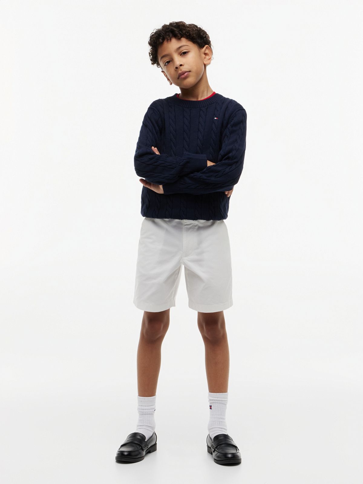 Essential Signature Belt Loose Chino Shorts — White