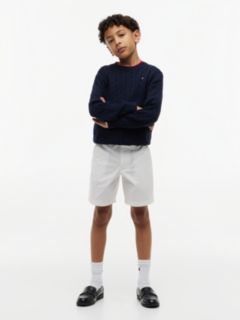 Essential Signature Belt Loose Chino Shorts — White 2
