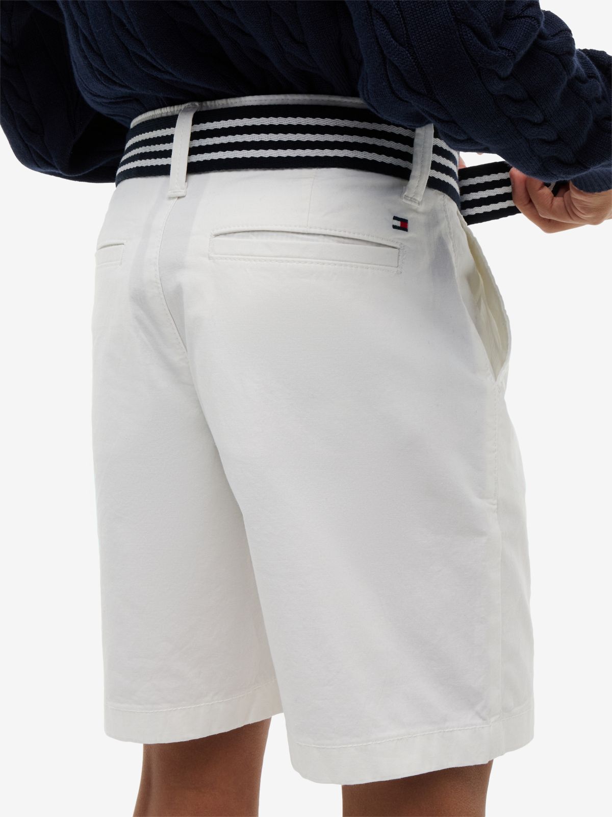 Essential Signature Belt Loose Chino Shorts — White