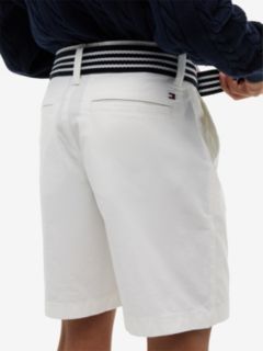 Essential Signature Belt Loose Chino Shorts — White 3