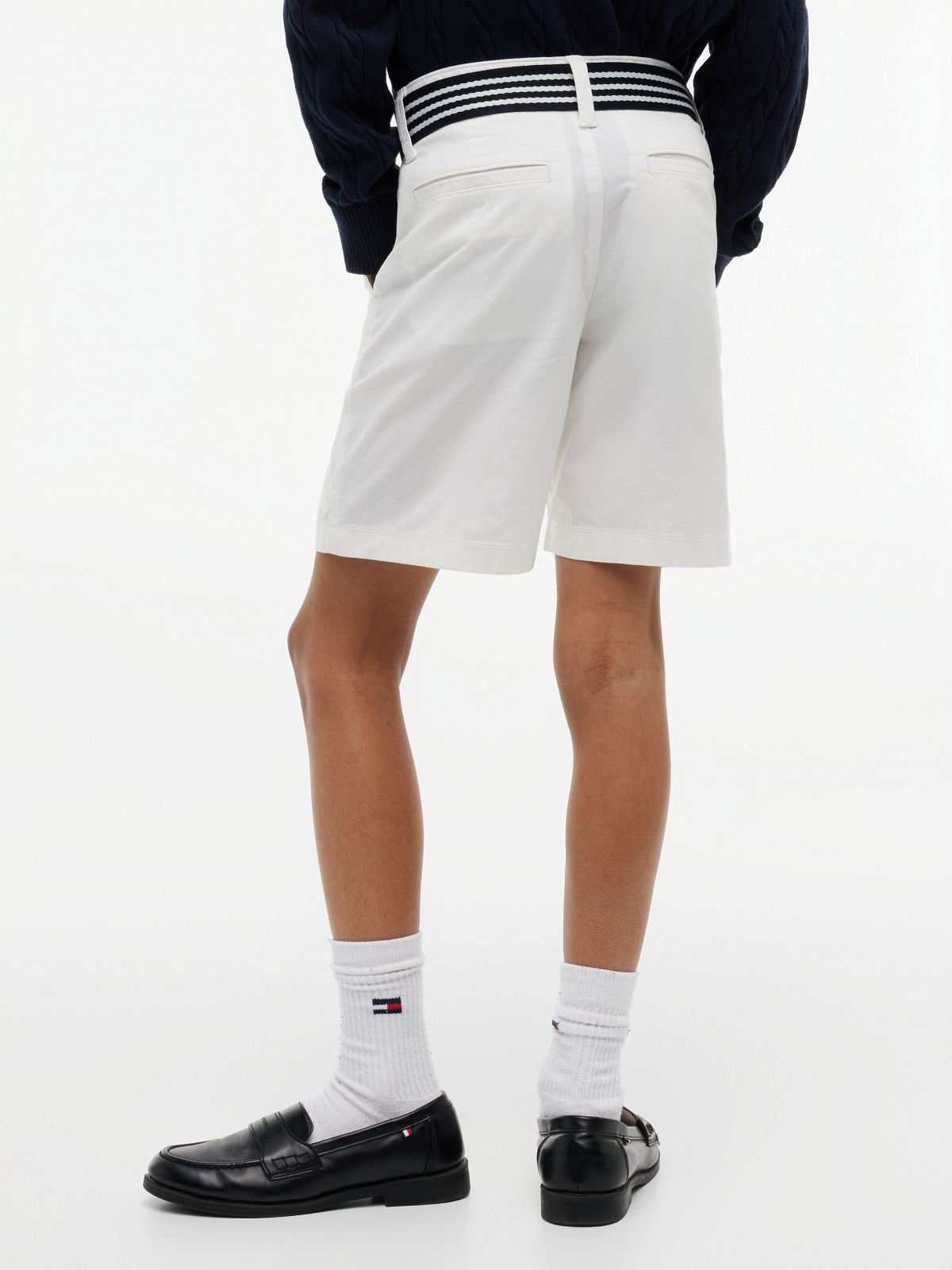 Essential Signature Belt Loose Chino Shorts — White