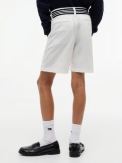 Essential Signature Belt Loose Chino Shorts — White 4