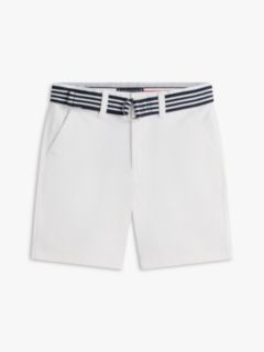 Essential Signature Belt Loose Chino Shorts — White 5