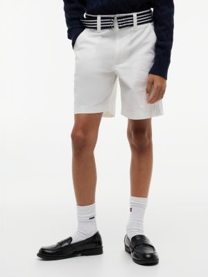 white essential signature belt loose chino shorts for boys tommy hilfiger