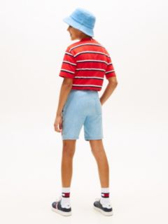 Wavy Flag Herringbone Weave Relaxed Shorts — Blue 4