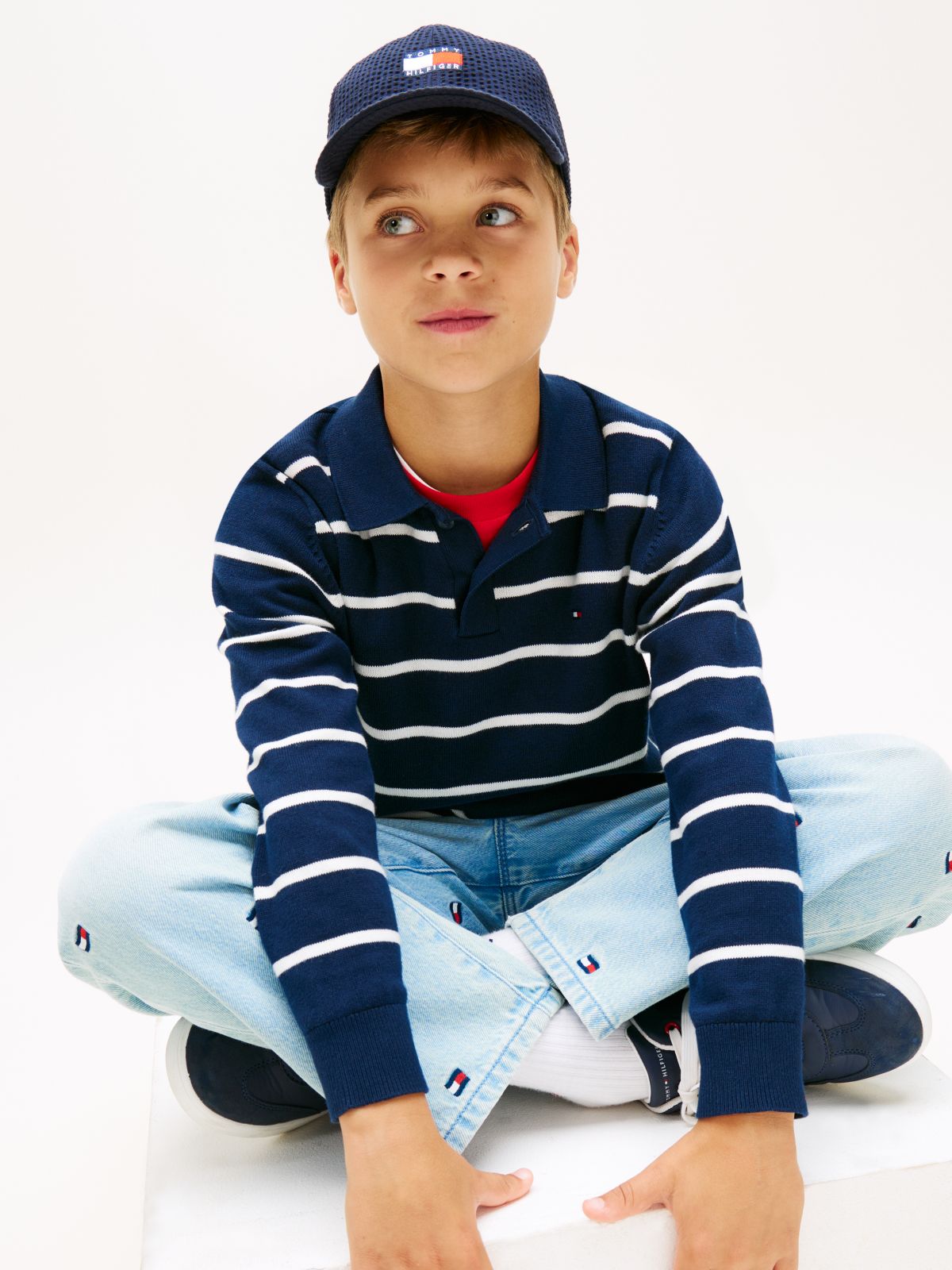 Essential Polo Collar Jumper — Blue