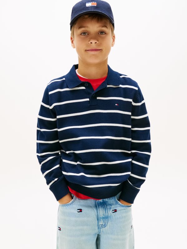 Essential Polo Collar Jumper — Blue