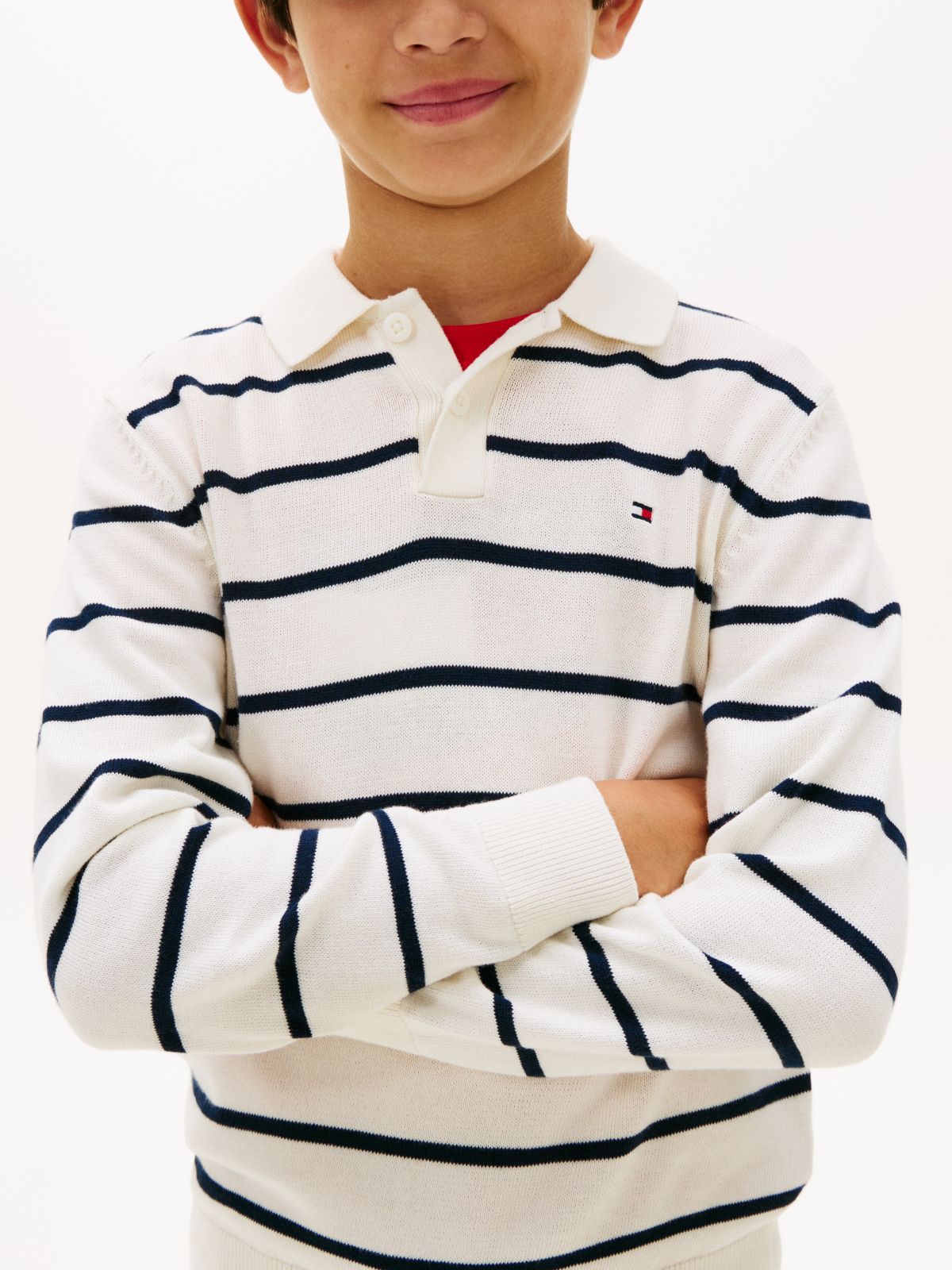 Essential Polo Collar Jumper — White