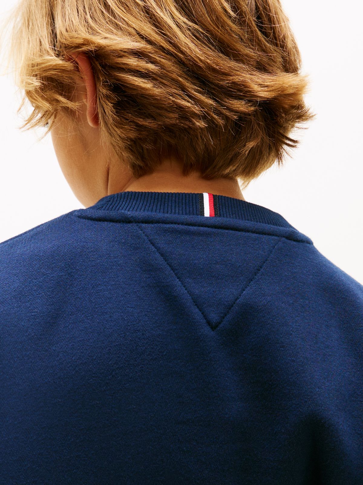Logo Embroidery Terry Crew Neck Sweatshirt — Blue