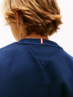Logo Embroidery Terry Crew Neck Sweatshirt — Blue 2