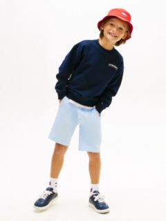 Logo Embroidery Terry Crew Neck Sweatshirt — Blue 3
