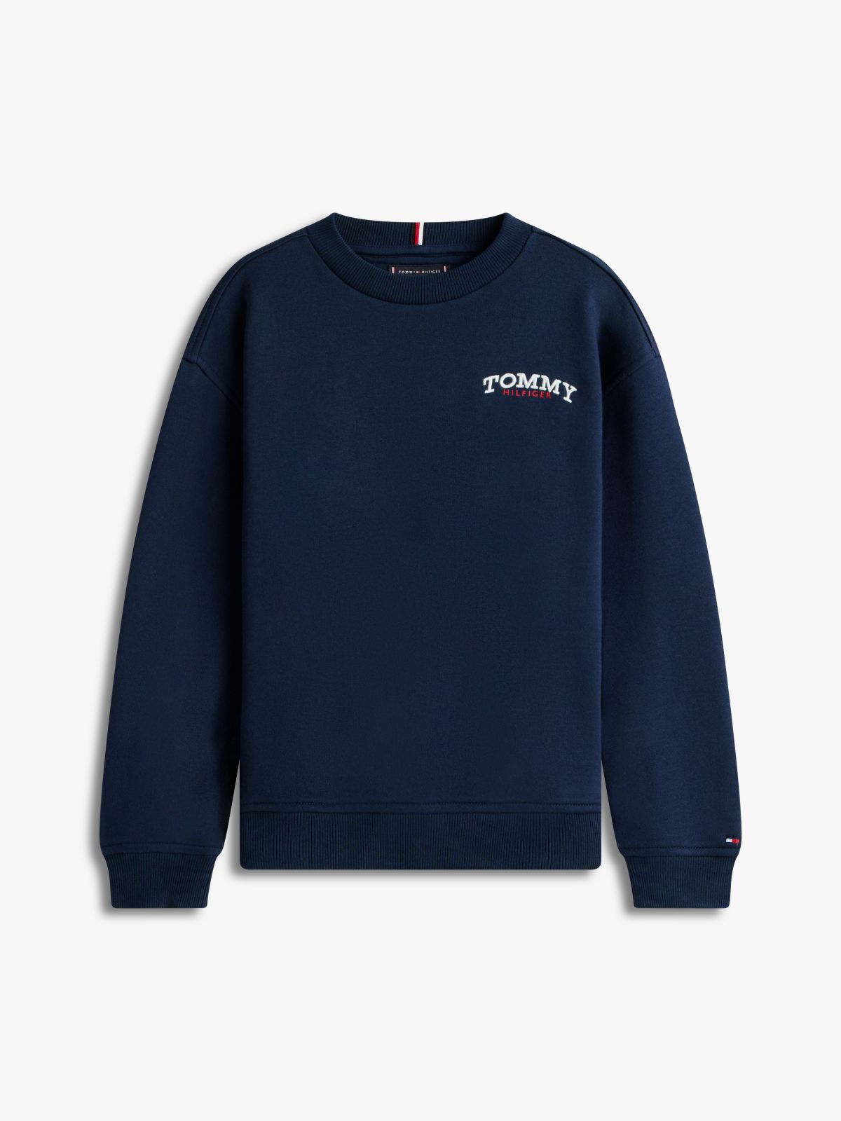 Logo Embroidery Terry Crew Neck Sweatshirt — Blue