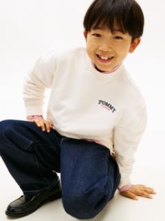 Logo Embroidery Terry Crew Neck Sweatshirt — White 2