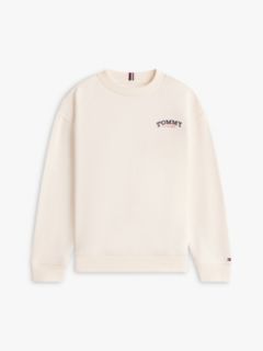 Logo Embroidery Terry Crew Neck Sweatshirt — White 5