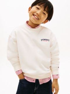 Logo Embroidery Terry Crew Neck Sweatshirt — White 1