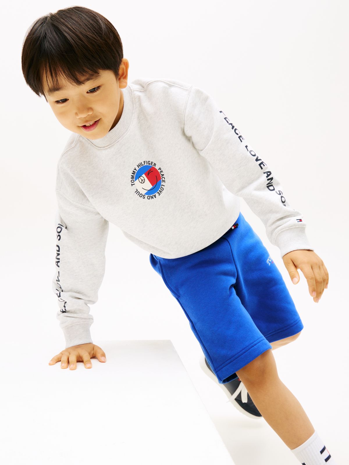 Smiley Flag Back Logo Terry Sweatshirt — Grey