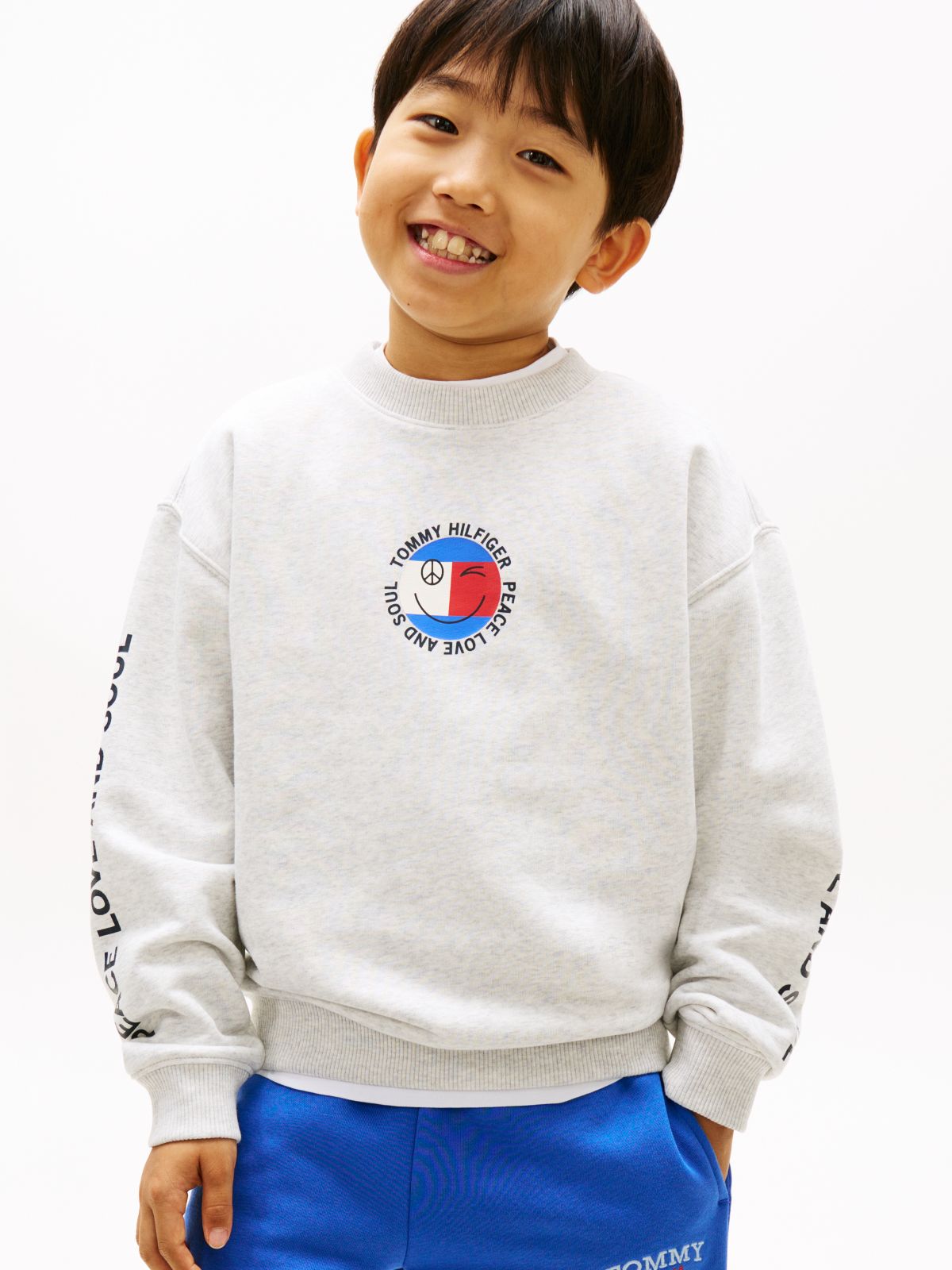 Smiley Flag Back Logo Terry Sweatshirt — Grey