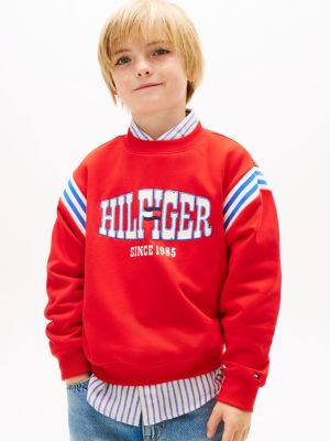 sudadera de felpa con logo ondulante red de niños tommy hilfiger