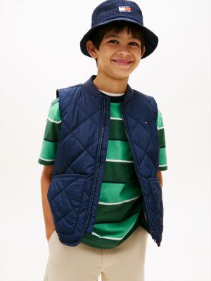 blue lightweight diamond quilted gilet for boys tommy hilfiger