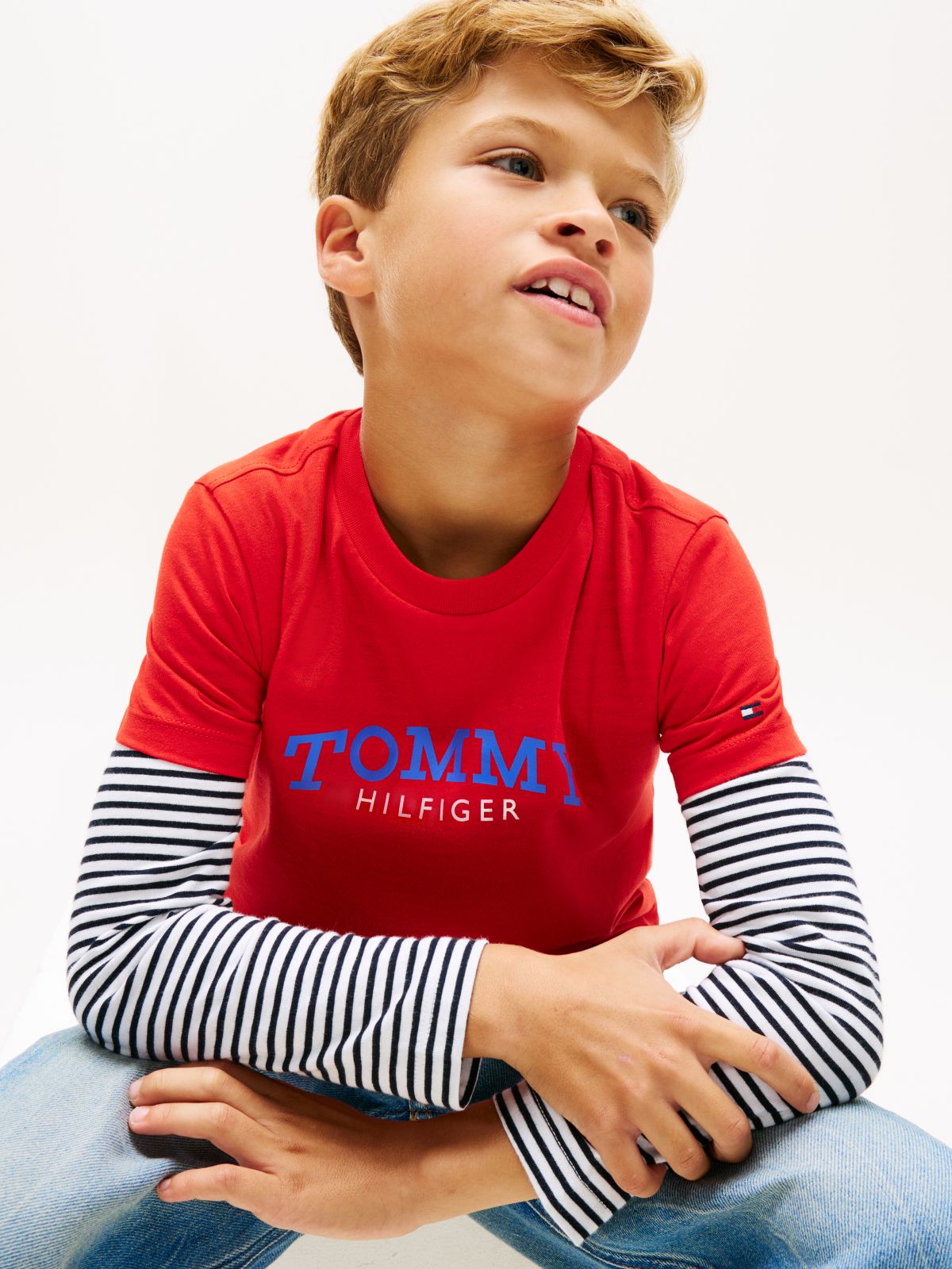 Logo Crew Neck Jersey T-Shirt — Red