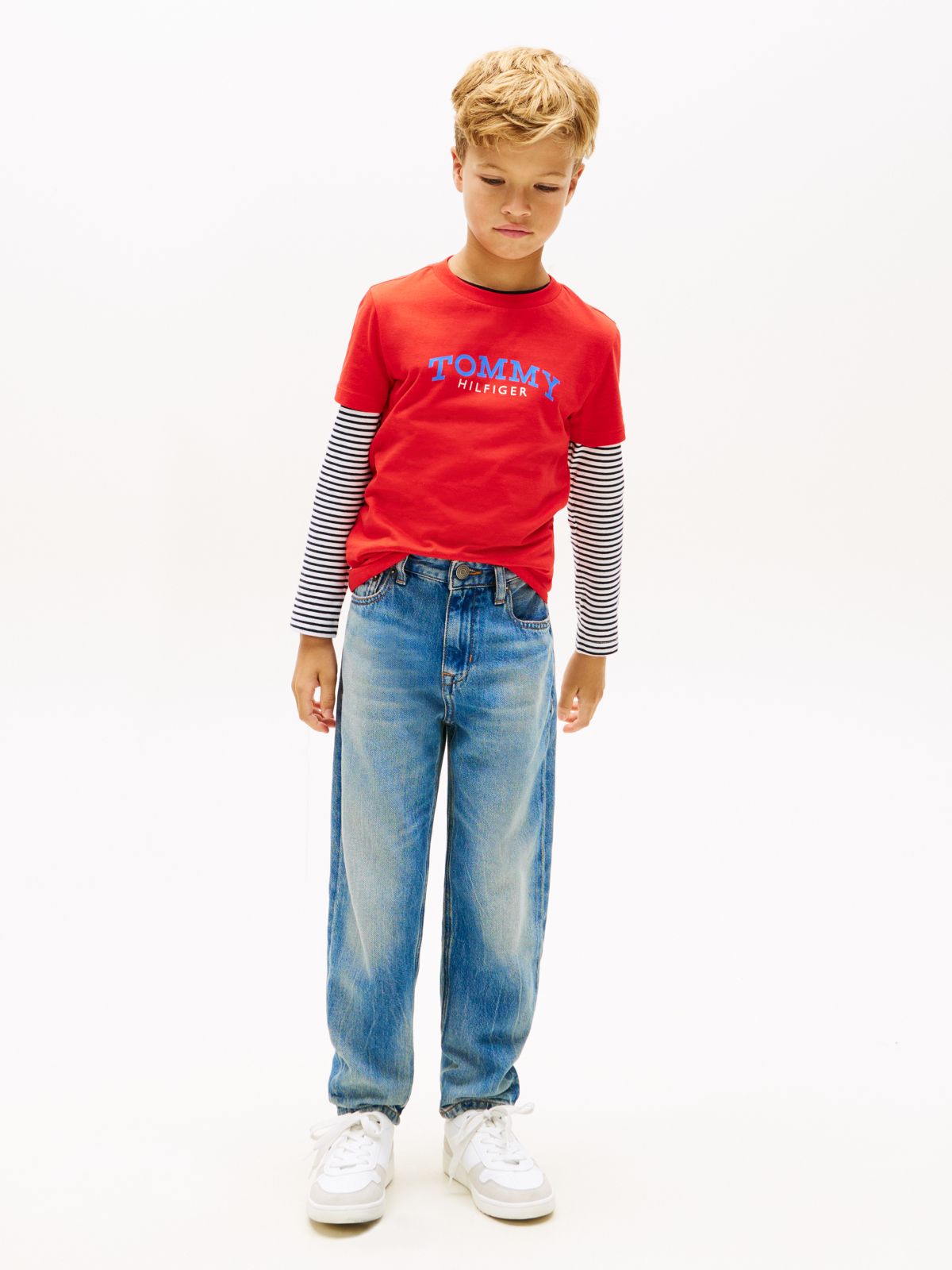 Logo Crew Neck Jersey T-Shirt — Red