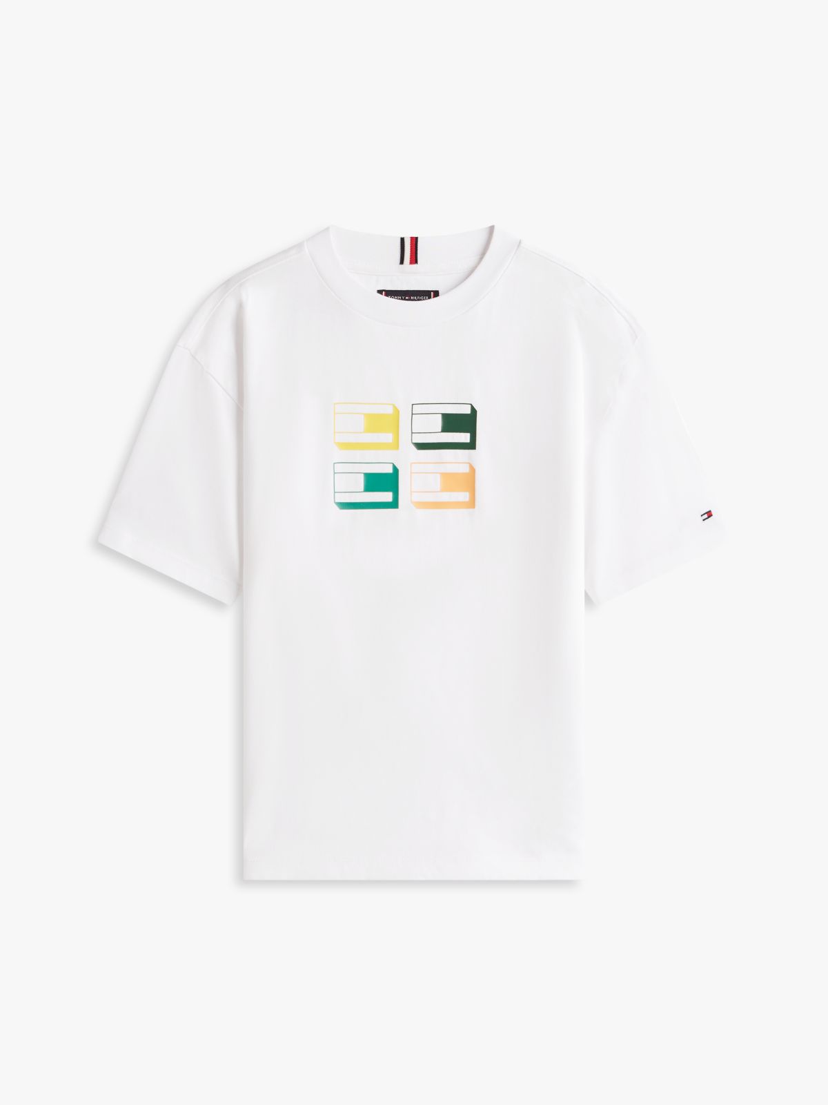 3D Flag Graphic Jersey T-Shirt — White