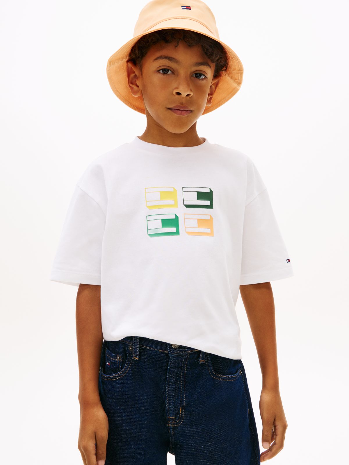 3D Flag Graphic Jersey T-Shirt — White