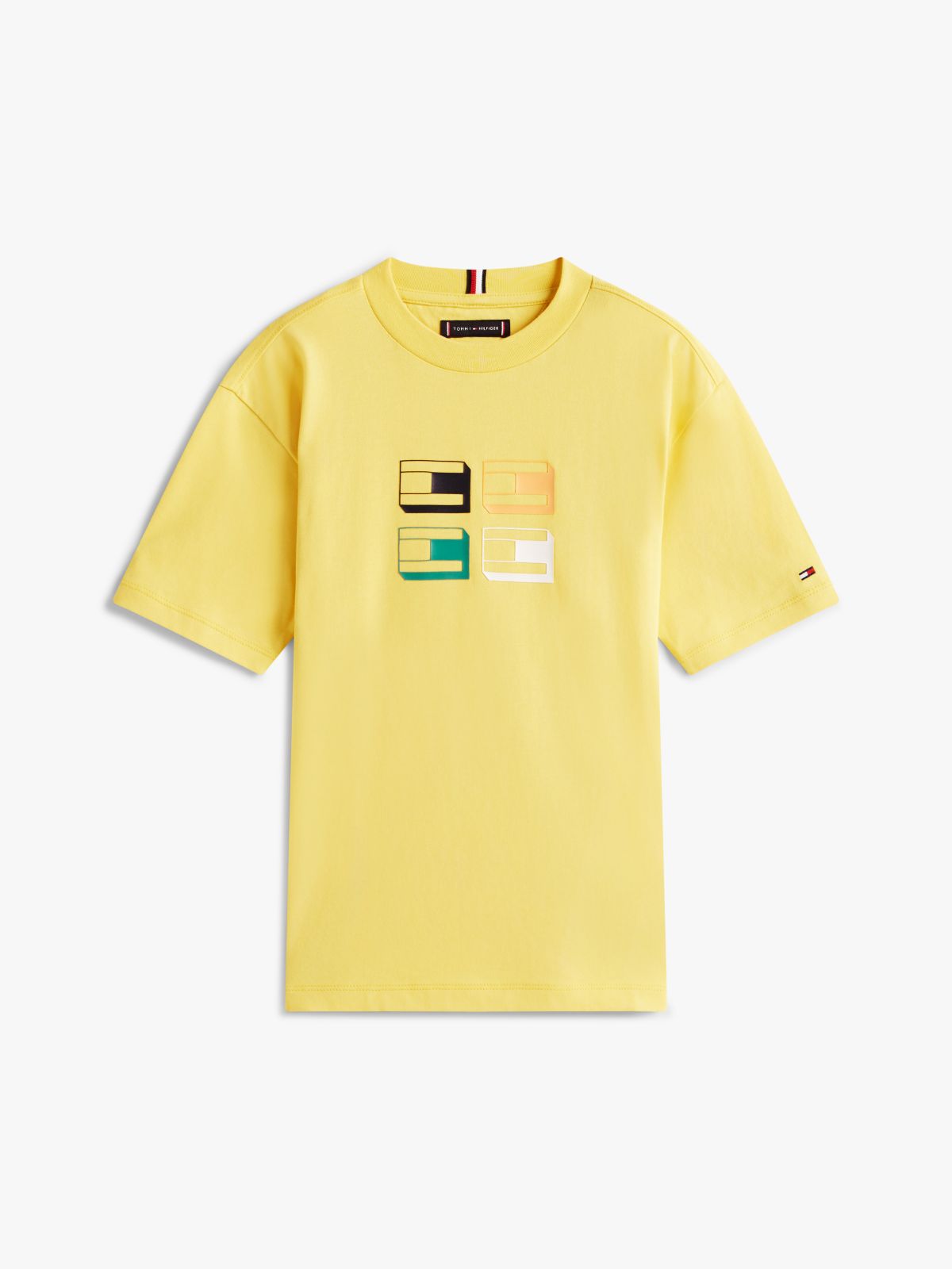 3D Flag Graphic Jersey T-Shirt — Yellow