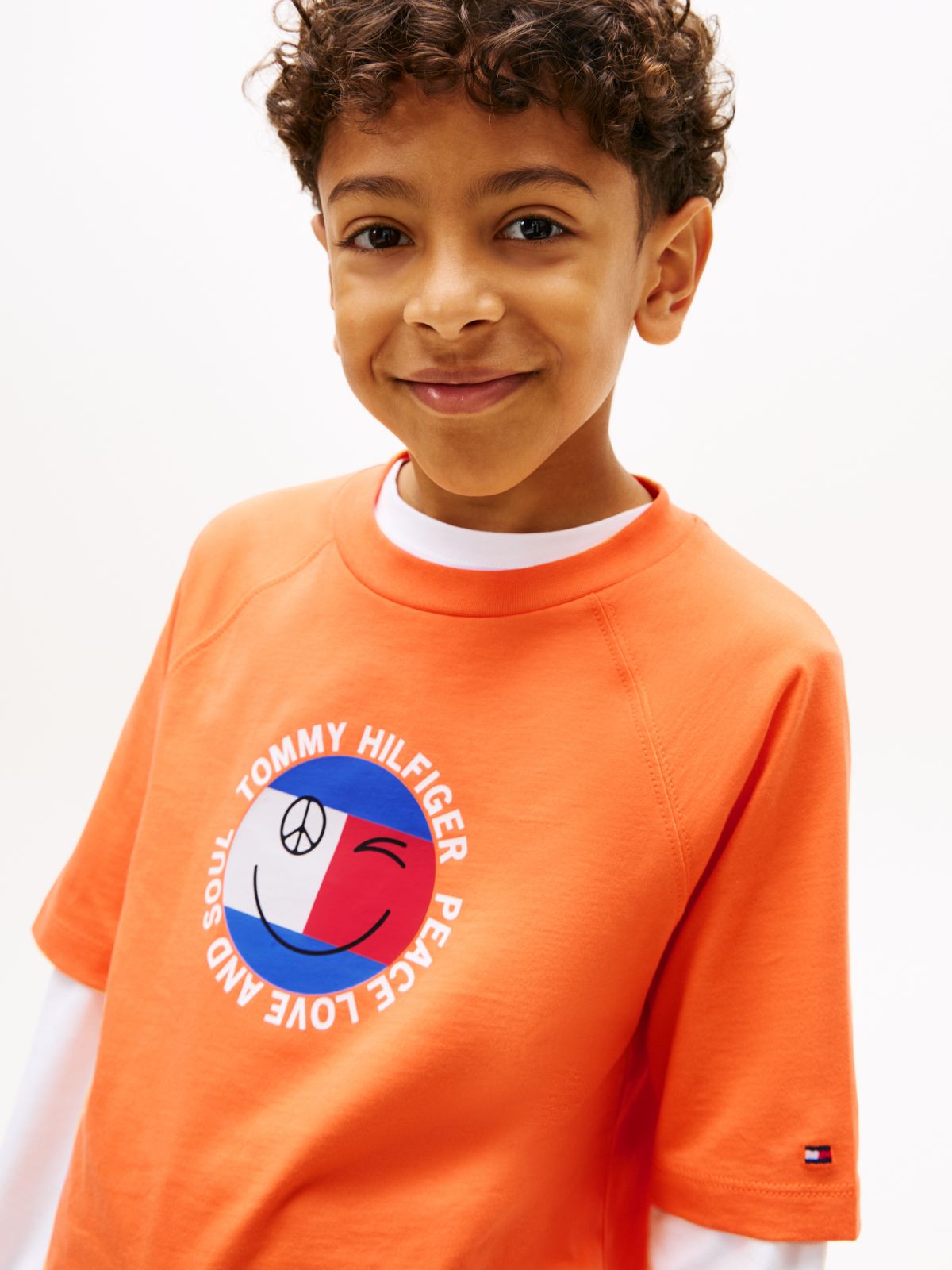 Smiley Flag Logo Jersey T-Shirt — Orange