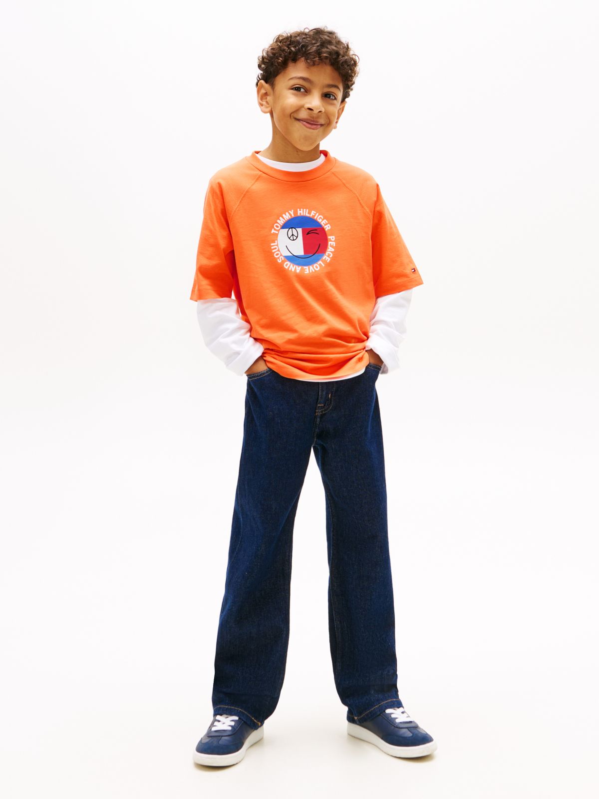 Smiley Flag Logo Jersey T-Shirt — Orange