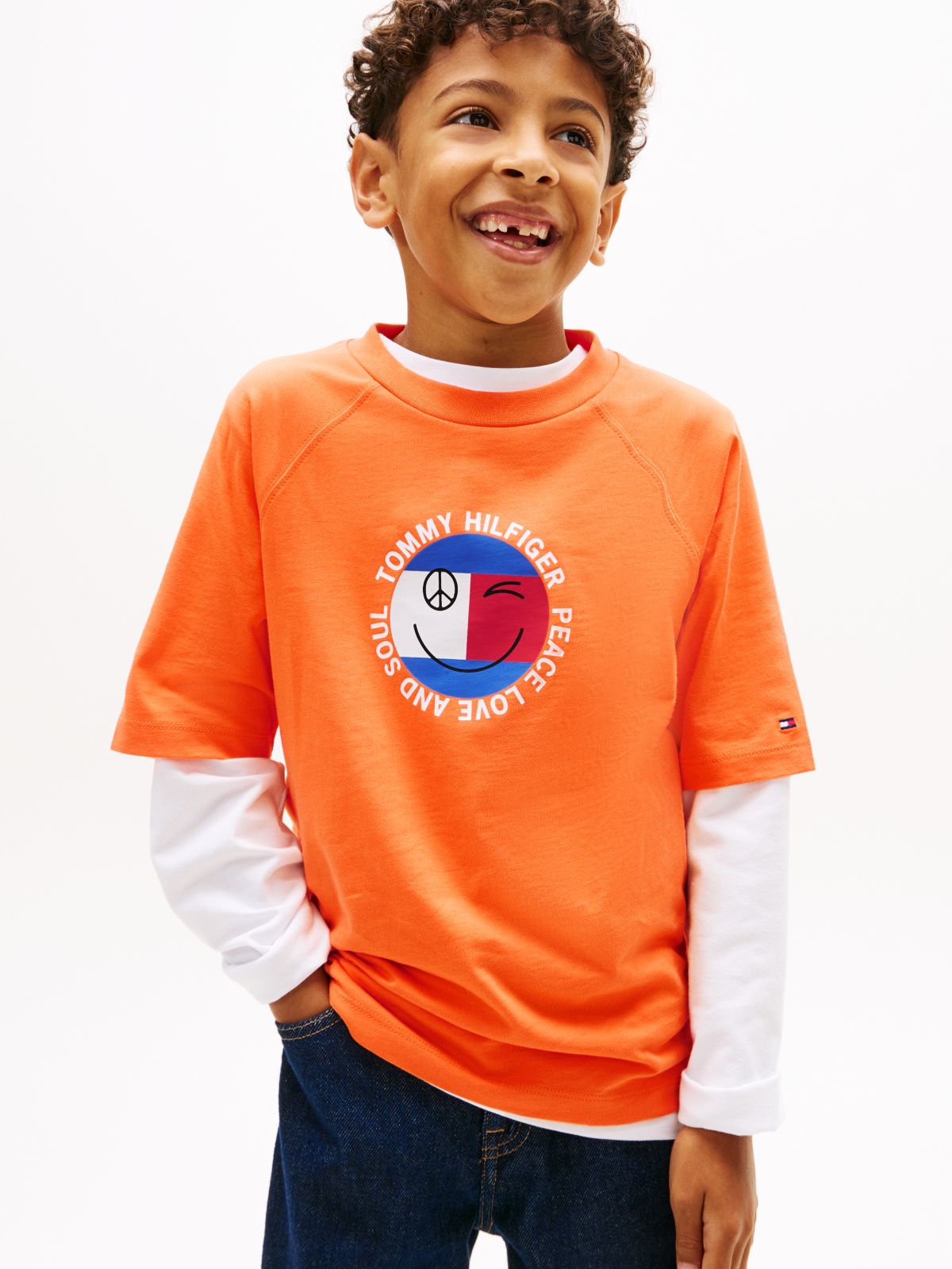 Smiley Flag Logo Jersey T-Shirt — Orange
