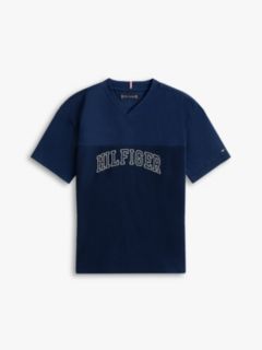 Logo Peached Jersey V-Neck T-Shirt — Blue 5