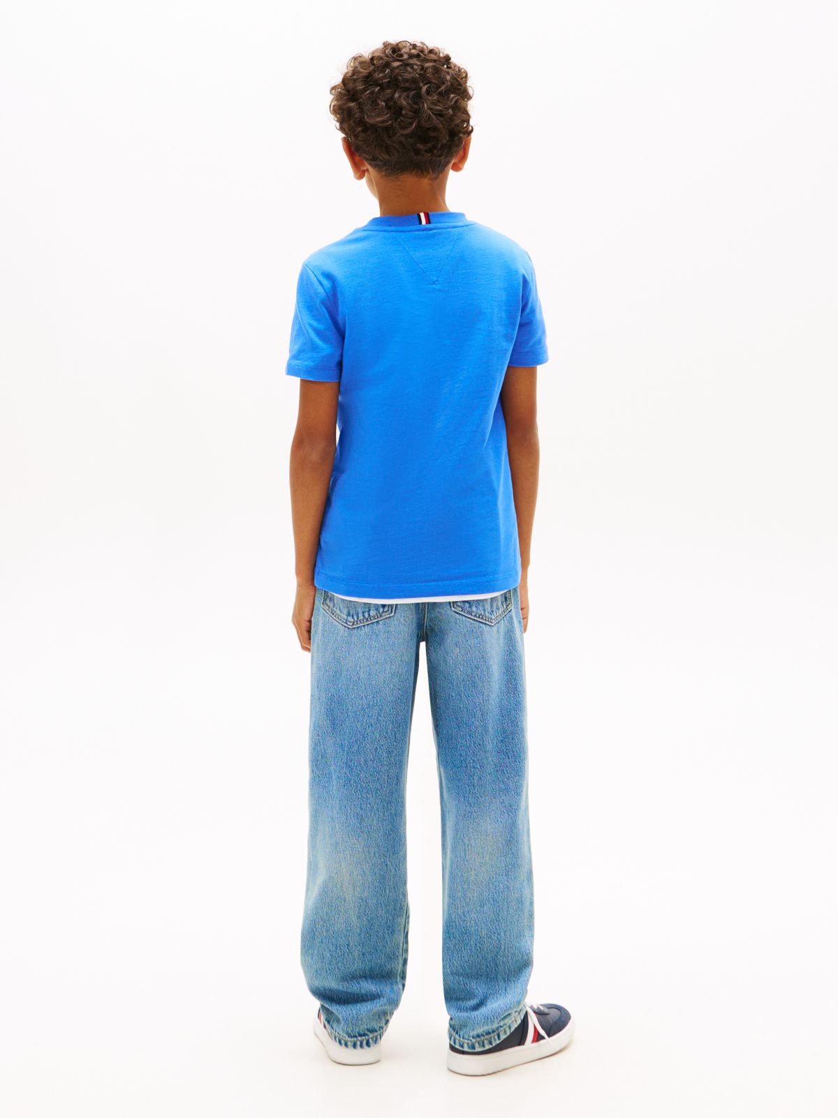 Wavy Flag Jersey Crew Neck T-Shirt — Blue