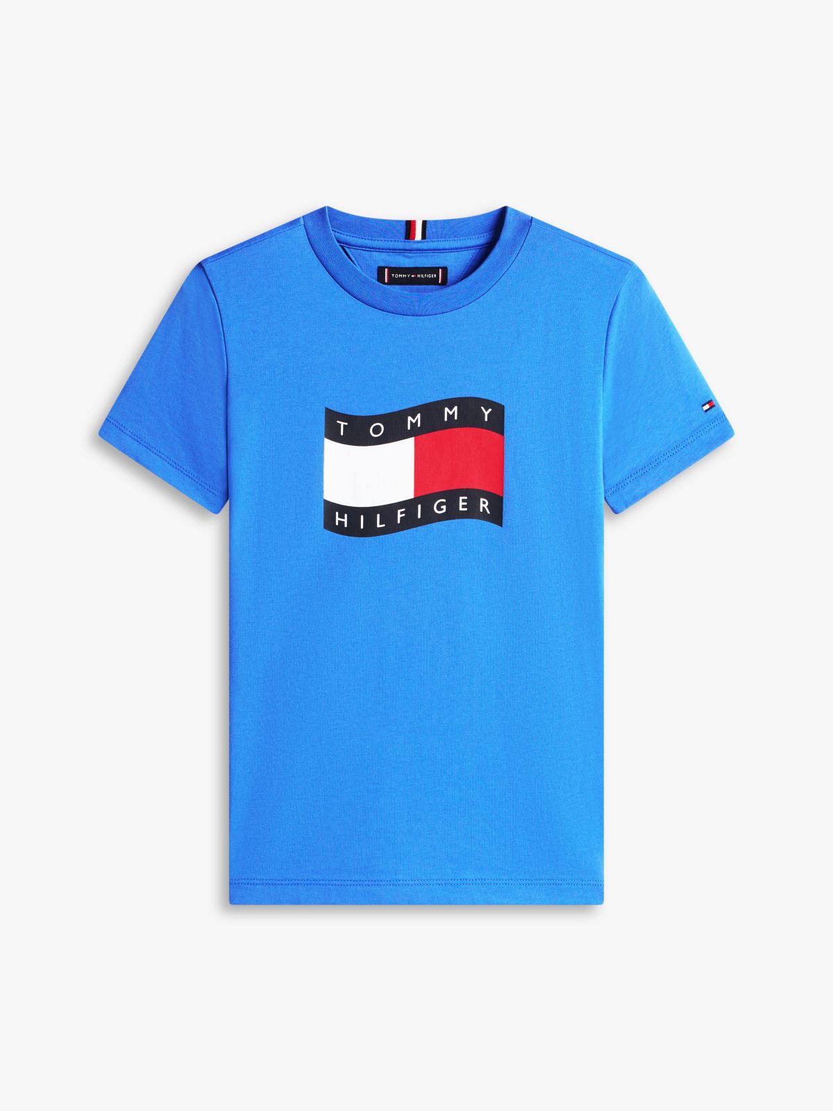 Wavy Flag Jersey Crew Neck T-Shirt — Blue
