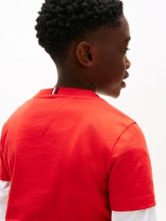 Wavy Flag Jersey Crew Neck T-Shirt — Red 2