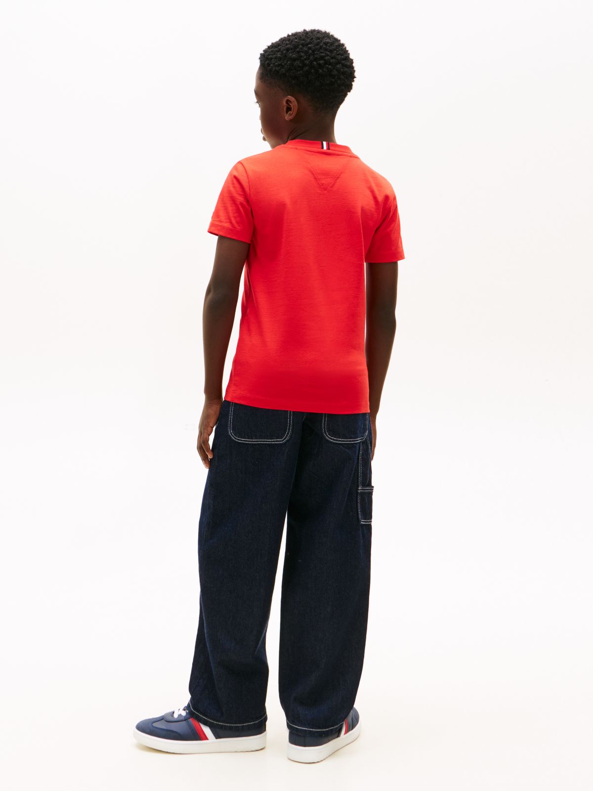 Wavy Flag Jersey Crew Neck T-Shirt — Red