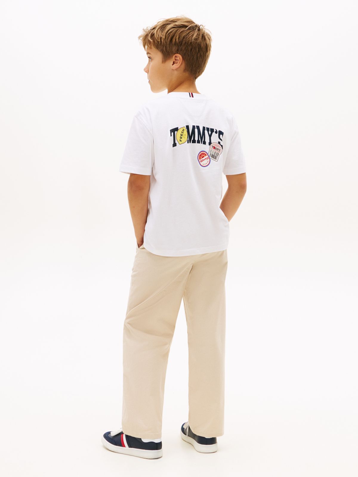 Sticker Print Back Graphic Jersey T-Shirt — White